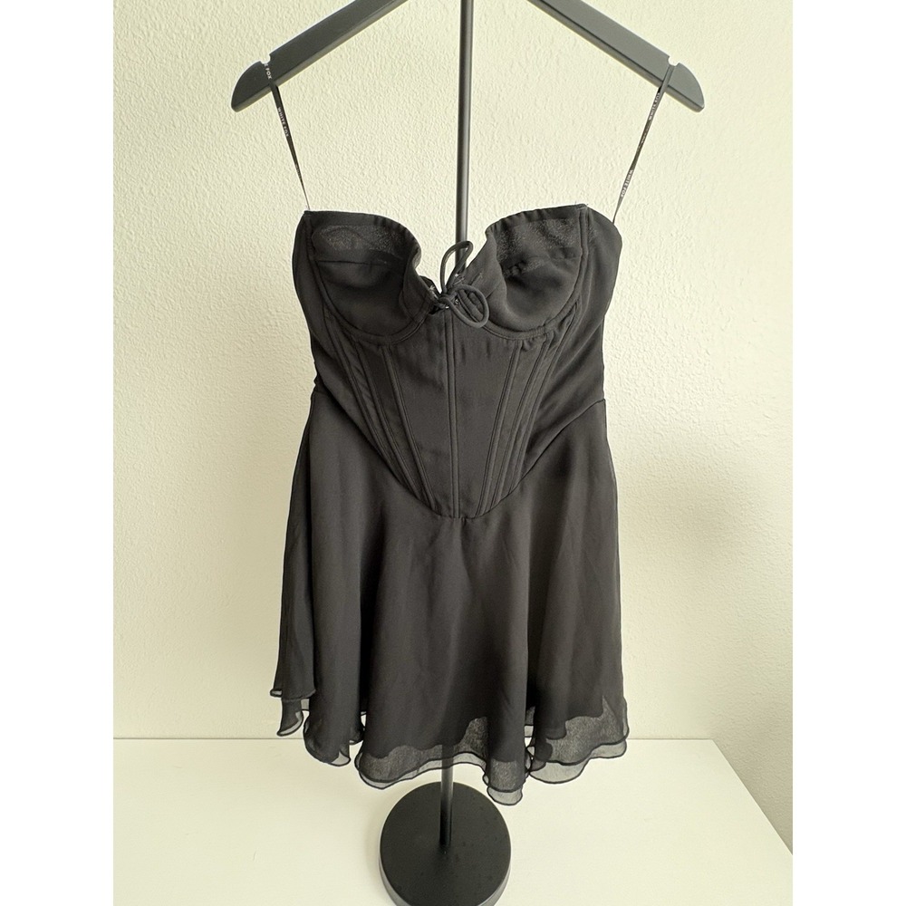 White Fox Boutique Black Corset Mini Dress NWT